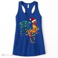 Funny Rooster Chicken Christmas Lights Pajama Farmer Funny Gift Women's Tank Top thumb 0