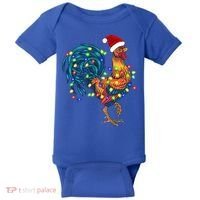 Funny Rooster Chicken Christmas Lights Pajama Farmer Funny Gift Baby Bodysuit thumb 0