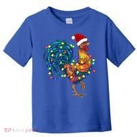 Funny Rooster Chicken Christmas Lights Pajama Farmer Funny Gift Toddler T-Shirt thumb 0