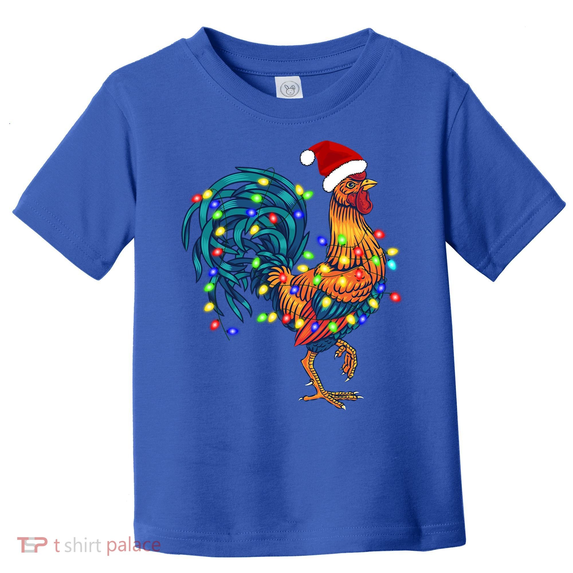 Funny Rooster Chicken Christmas Lights Pajama Farmer Funny Gift Toddler T-Shirt