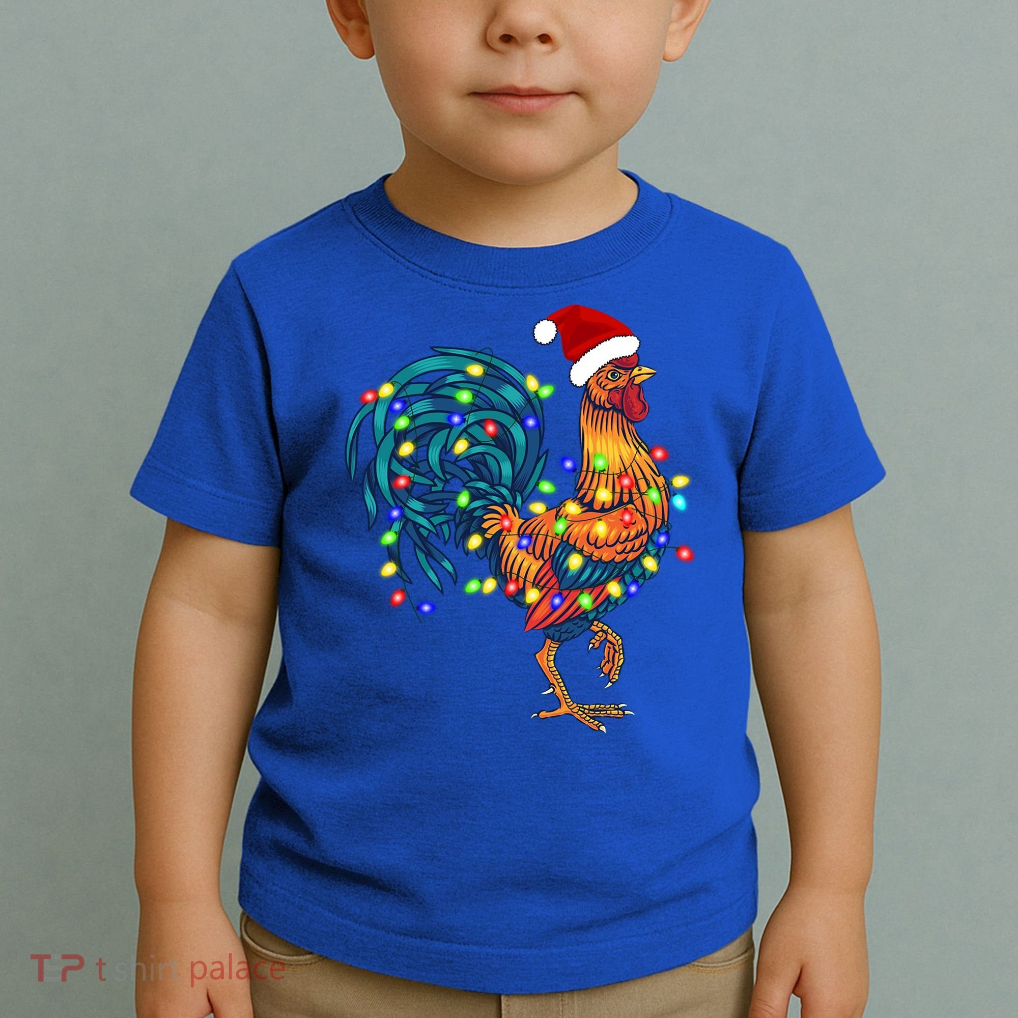 Funny Rooster Chicken Christmas Lights Pajama Farmer Funny Gift Toddler T-Shirt