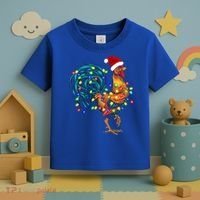 Funny Rooster Chicken Christmas Lights Pajama Farmer Funny Gift Toddler T-Shirt thumb 3