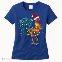 Funny Rooster Chicken Christmas Lights Pajama Farmer Funny Gift Women's T-Shirt thumb 0