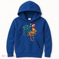Funny Rooster Chicken Christmas Lights Pajama Farmer Funny Gift Kids Hoodie thumb 0
