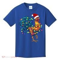Funny Rooster Chicken Christmas Lights Pajama Farmer Funny Gift Kids T-Shirt thumb 0