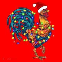 Funny Rooster Chicken Christmas Lights Pajama Farmer Funny Gift Santa Hat thumb 1