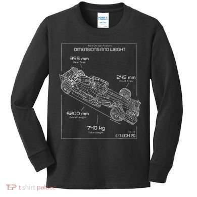Formula Race Car Specifications Team Racing fan engineering Kids Long Sleeve Shirt