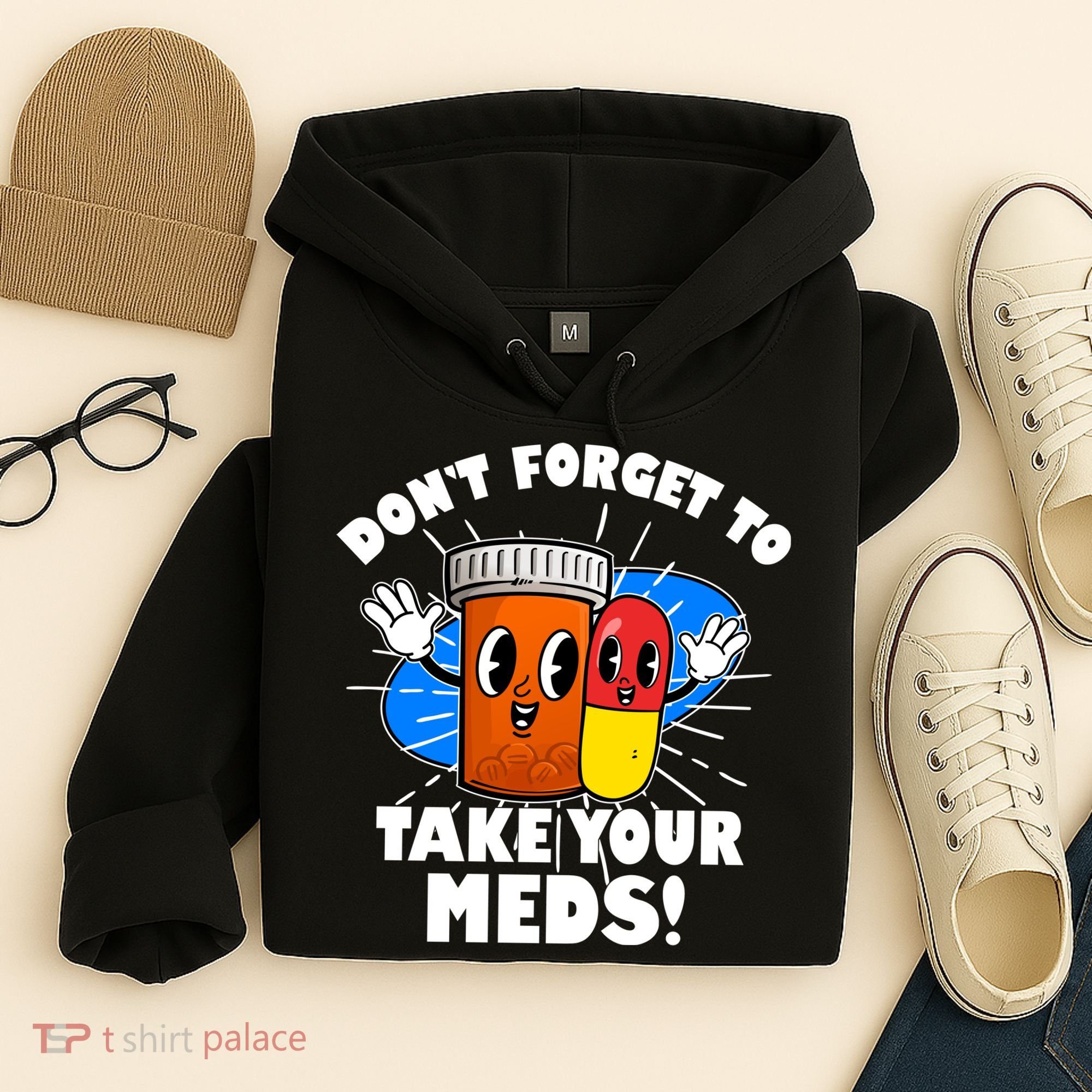 Funny Retro Cartoon Don't Forget To Take Your Meds Hoodie