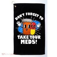 Funny Retro Cartoon Don't Forget To Take Your Meds Golf Towel thumb 0