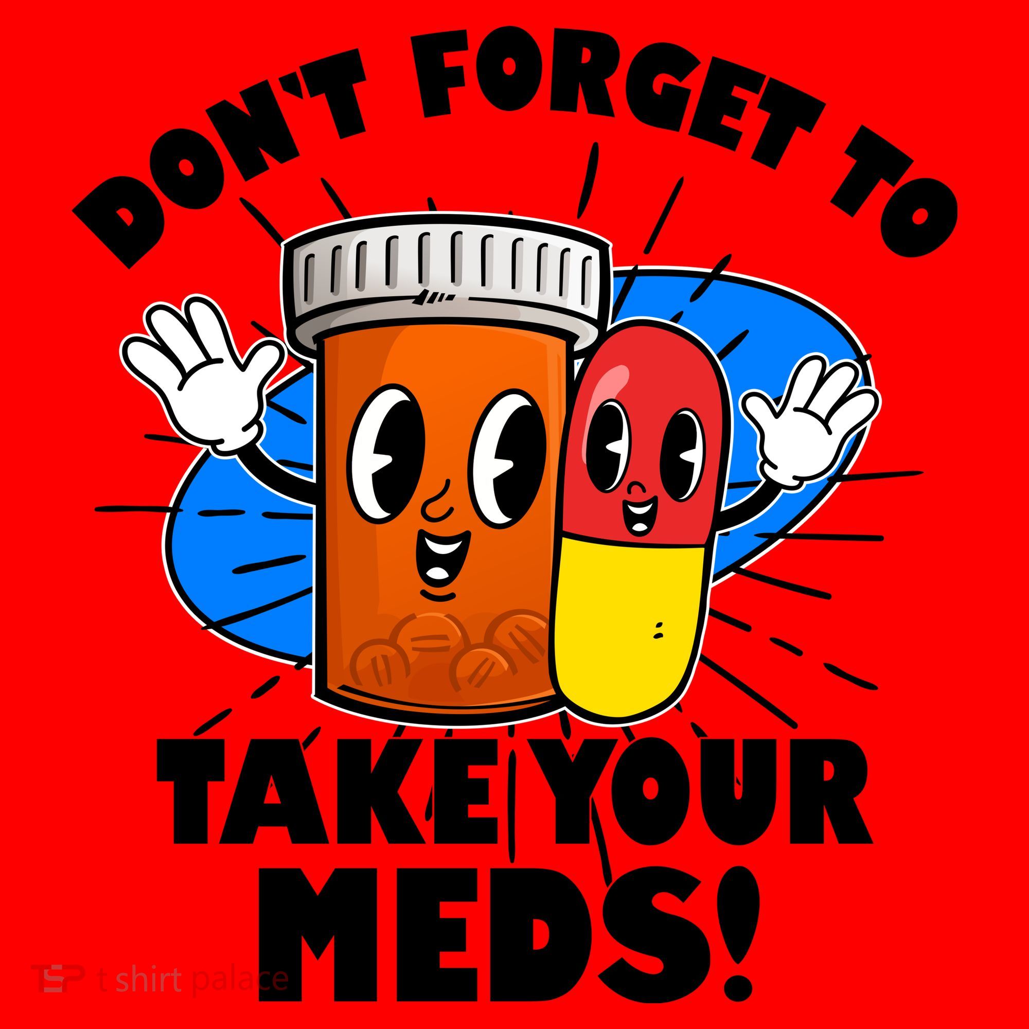 Funny Retro Cartoon Don't Forget To Take Your Meds Santa Hat