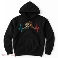 Funny Retro Cycling Heartbeat Bicycle Mountain Bike Biking Hoodie thumb 0