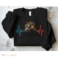 Funny Retro Cycling Heartbeat Bicycle Mountain Bike Biking Sweatshirt thumb 2