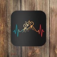 Funny Retro Cycling Heartbeat Bicycle Mountain Bike Biking Coaster thumb 0