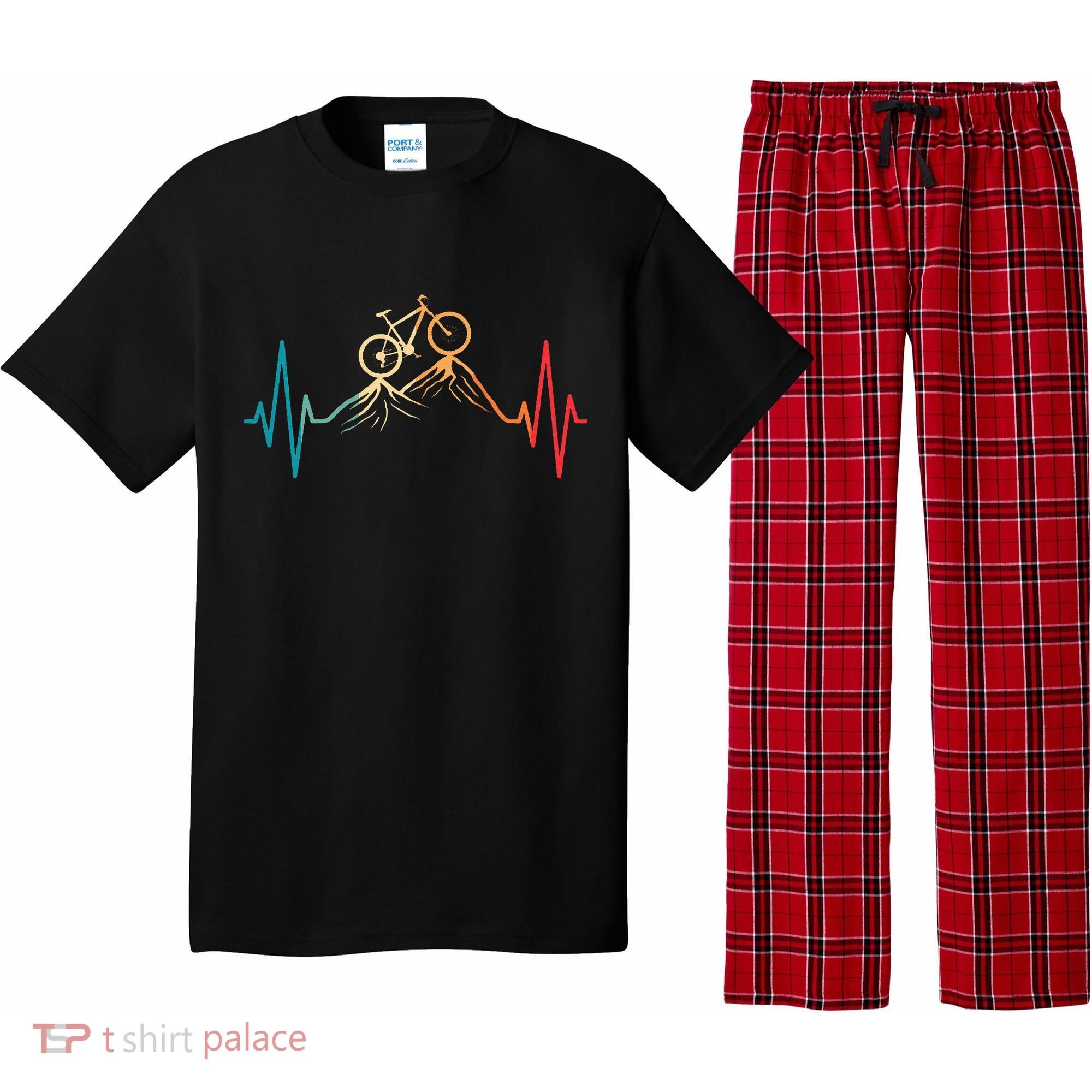Funny Retro Cycling Heartbeat Bicycle Mountain Bike Biking Pajama Set