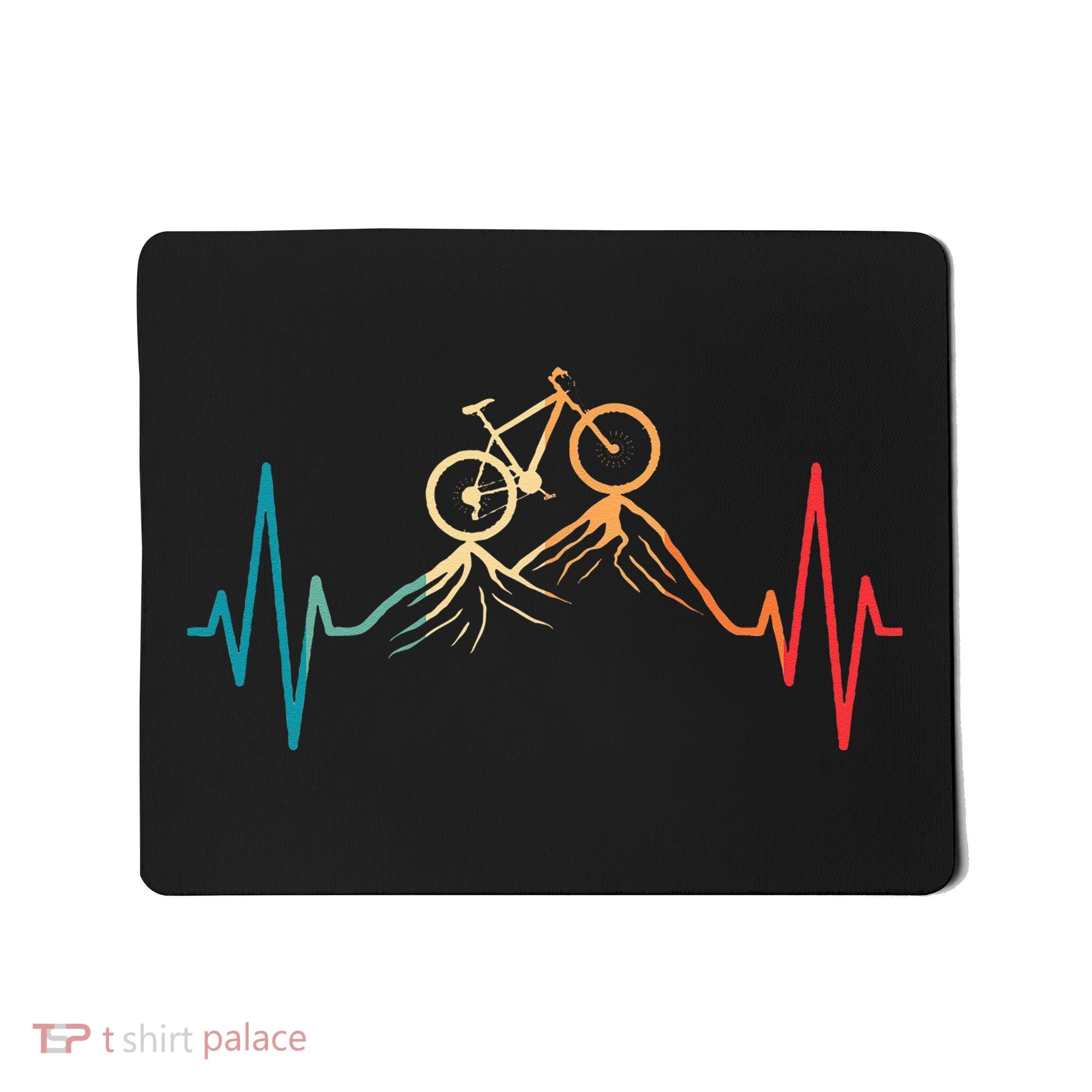 Funny Retro Cycling Heartbeat Bicycle Mountain Bike Biking Mousepad