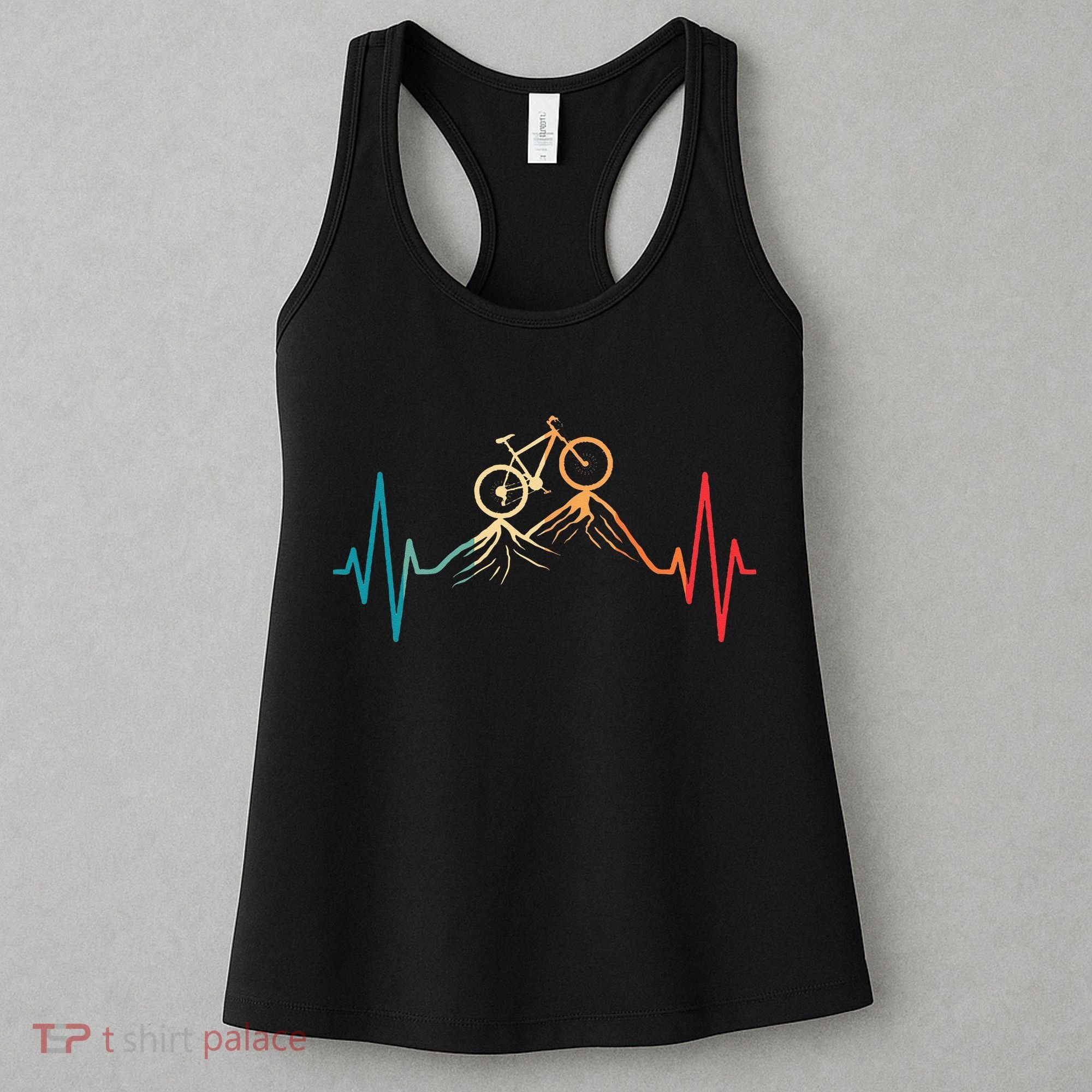 Funny Retro Cycling Heartbeat Bicycle Mountain Bike Biking Women's Tank Top