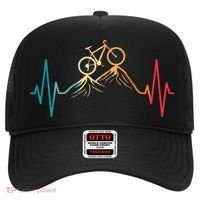 Funny Retro Cycling Heartbeat Bicycle Mountain Bike Biking Hat thumb 0