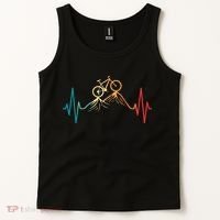 Funny Retro Cycling Heartbeat Bicycle Mountain Bike Biking Tank Top thumb 2