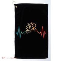 Funny Retro Cycling Heartbeat Bicycle Mountain Bike Biking Golf Towel thumb 0