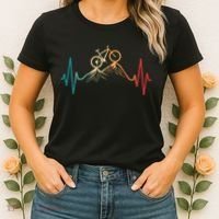 Funny Retro Cycling Heartbeat Bicycle Mountain Bike Biking Women's T-Shirt thumb 2