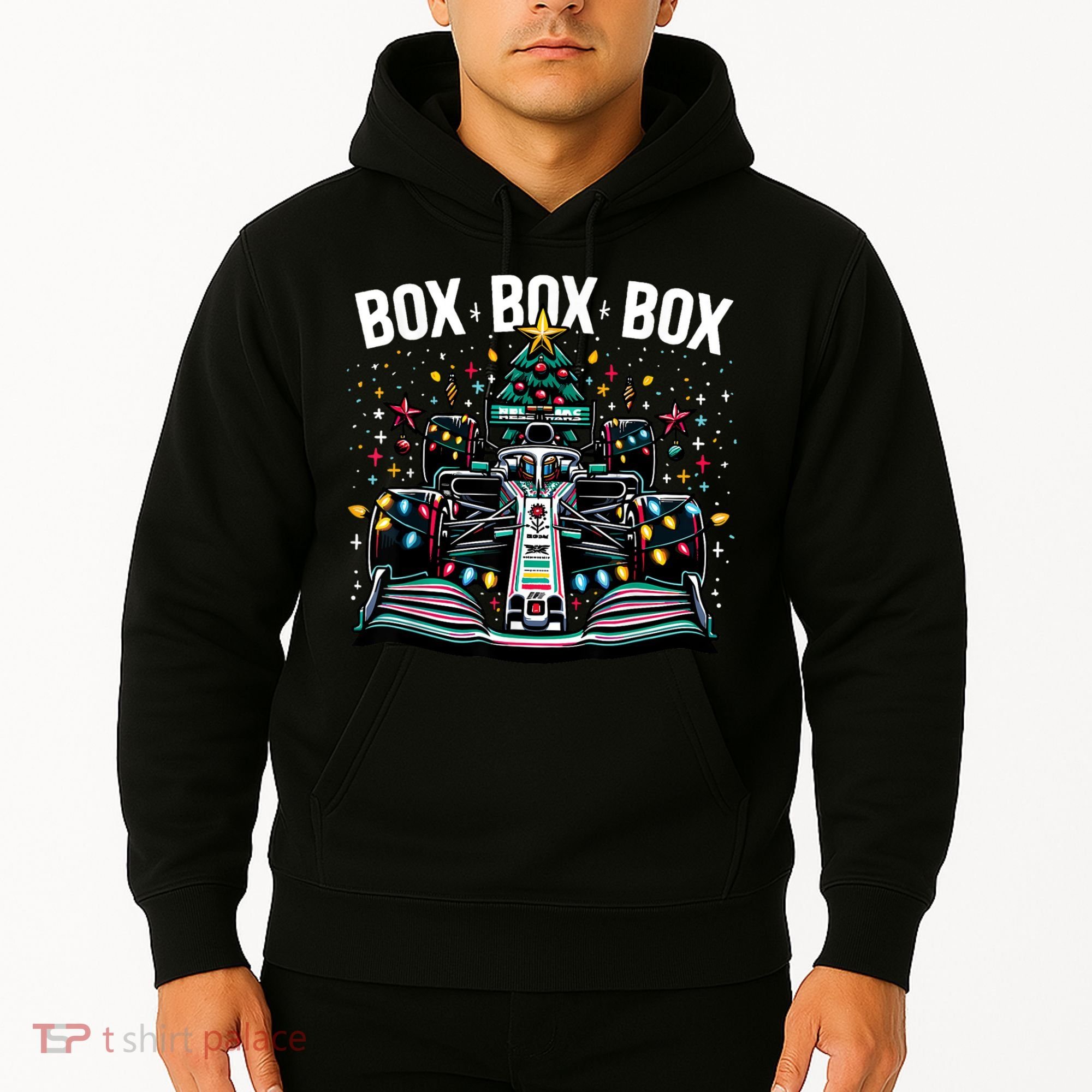 Formula Racing Car Box Box Box Radio Call Fun Christmas Tree Hoodie