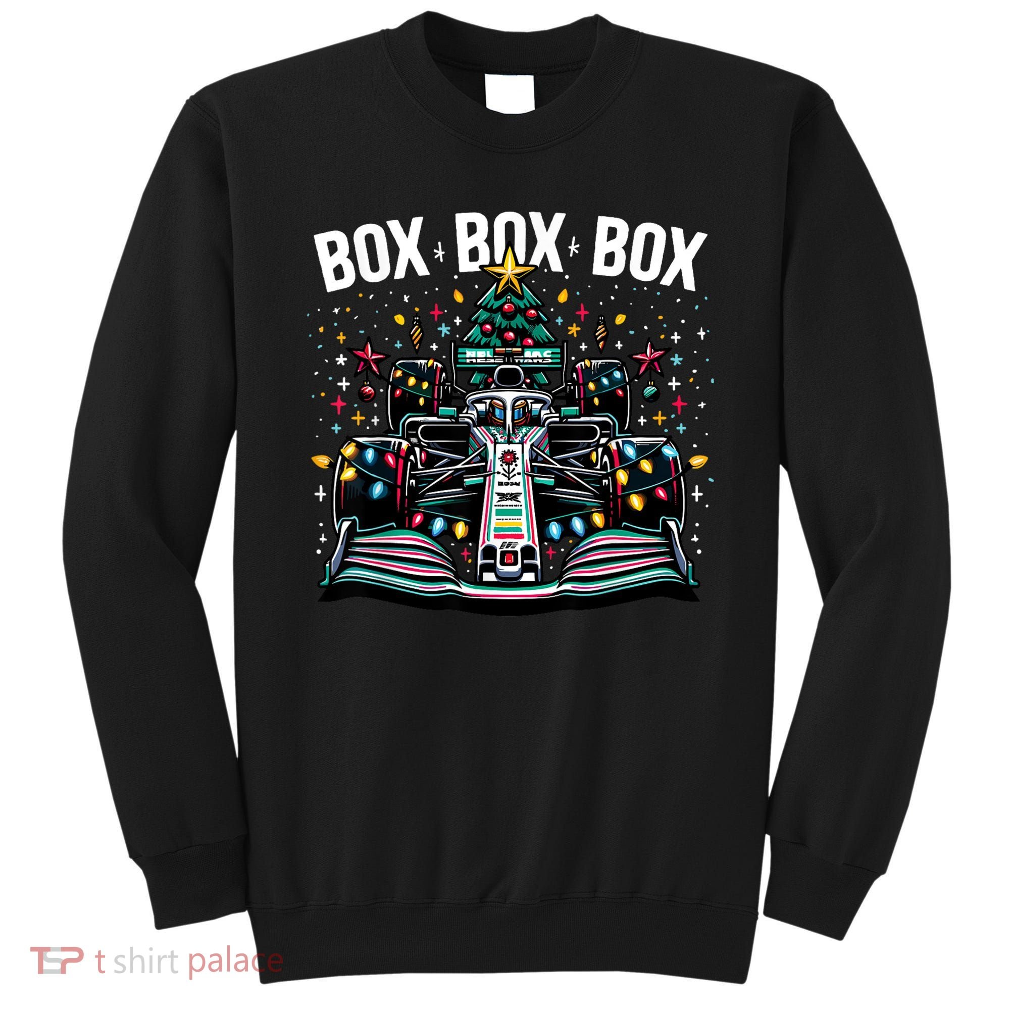 Formula Racing Car Box Box Box Radio Call Fun Christmas Tree Sweatshirt