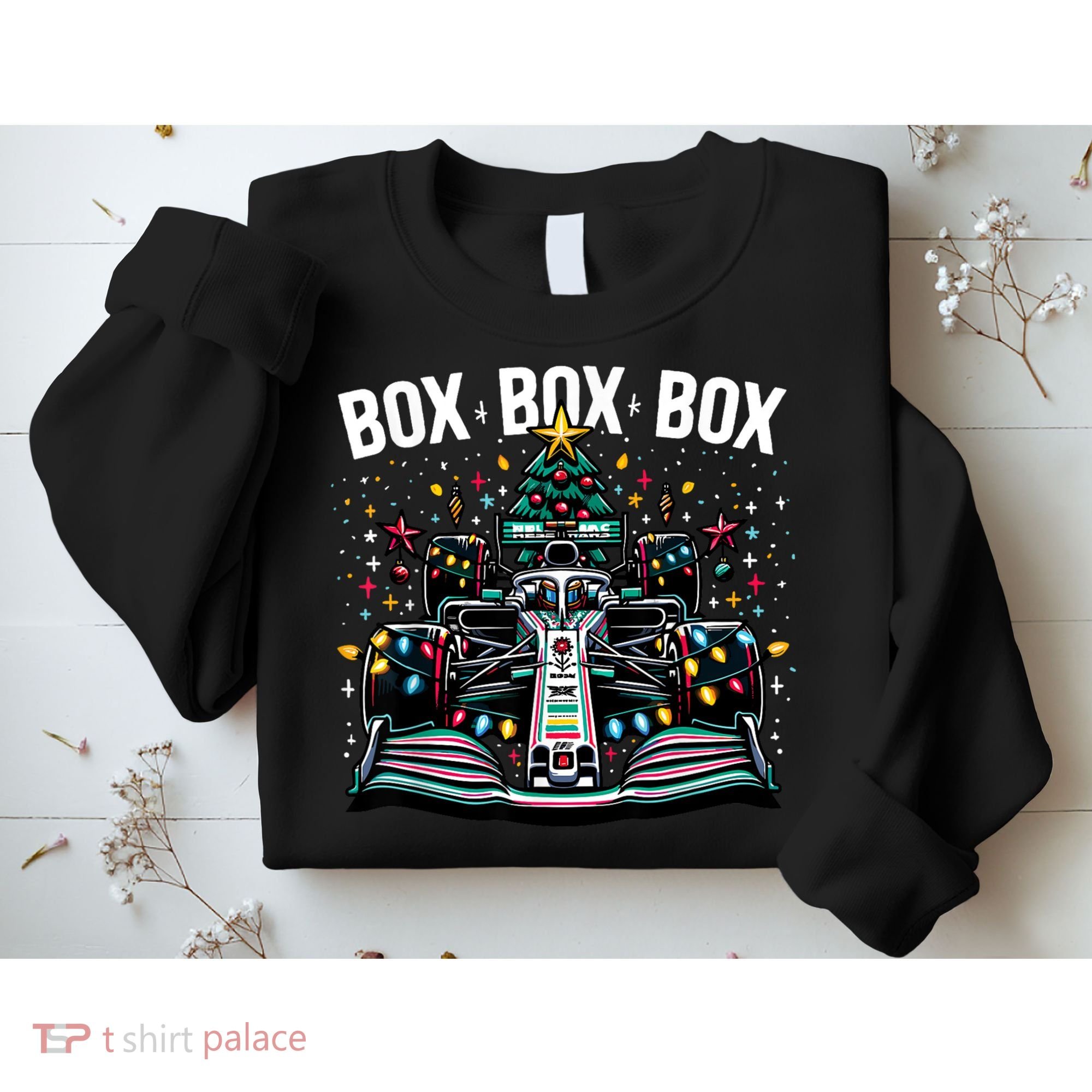Formula Racing Car Box Box Box Radio Call Fun Christmas Tree Sweatshirt
