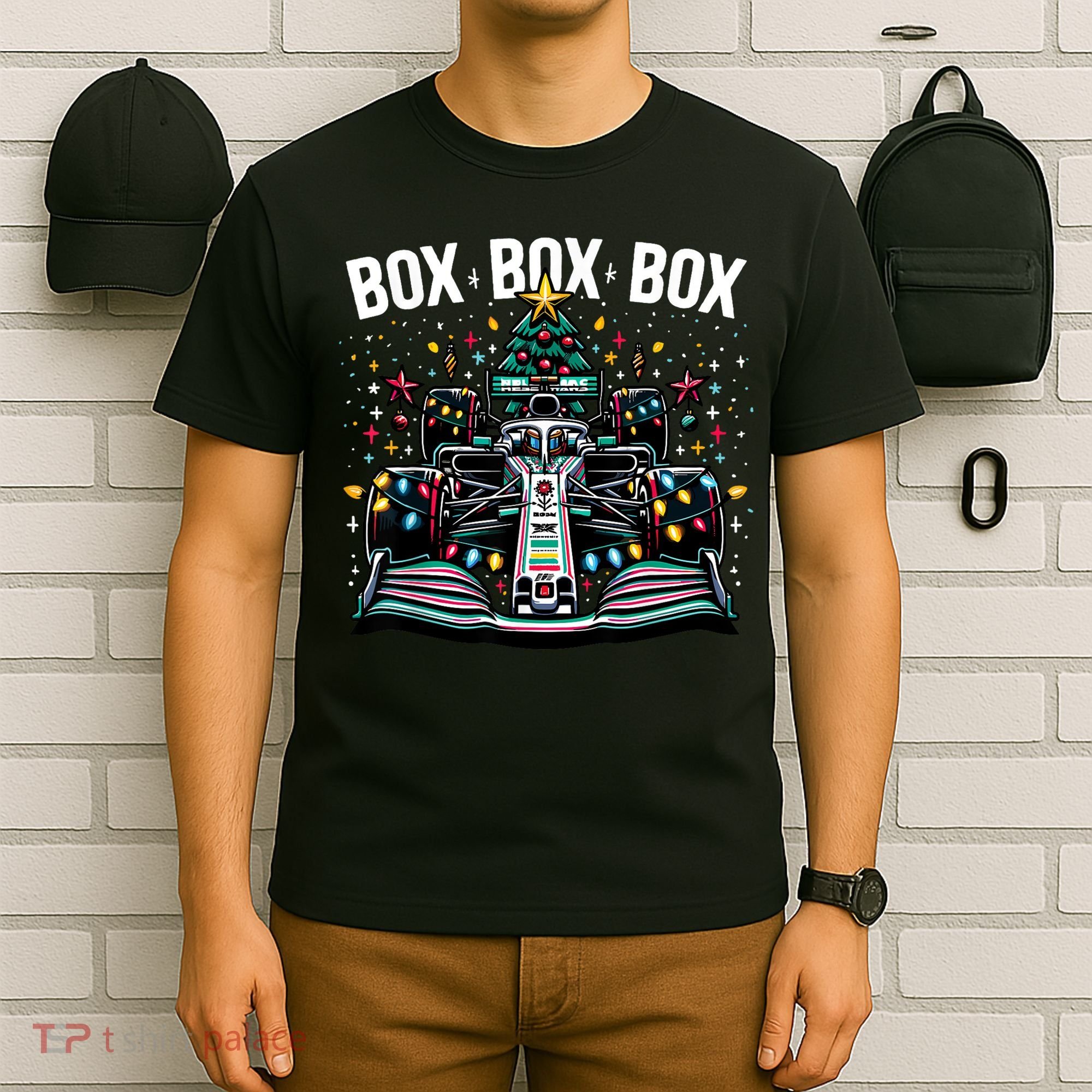 Formula Racing Car Box Box Box Radio Call Fun Christmas Tree T-Shirt