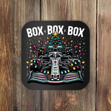 Formula Racing Car Box Box Box Radio Call Fun Christmas Tree Coaster