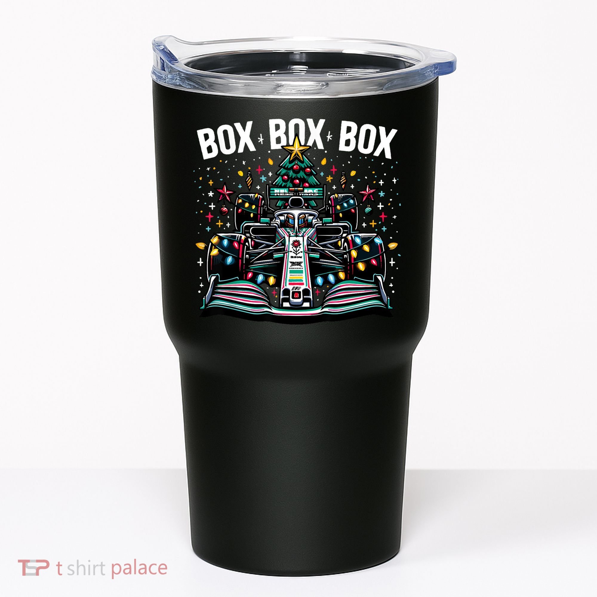 Formula Racing Car Box Box Box Radio Call Fun Christmas Tree Tumbler