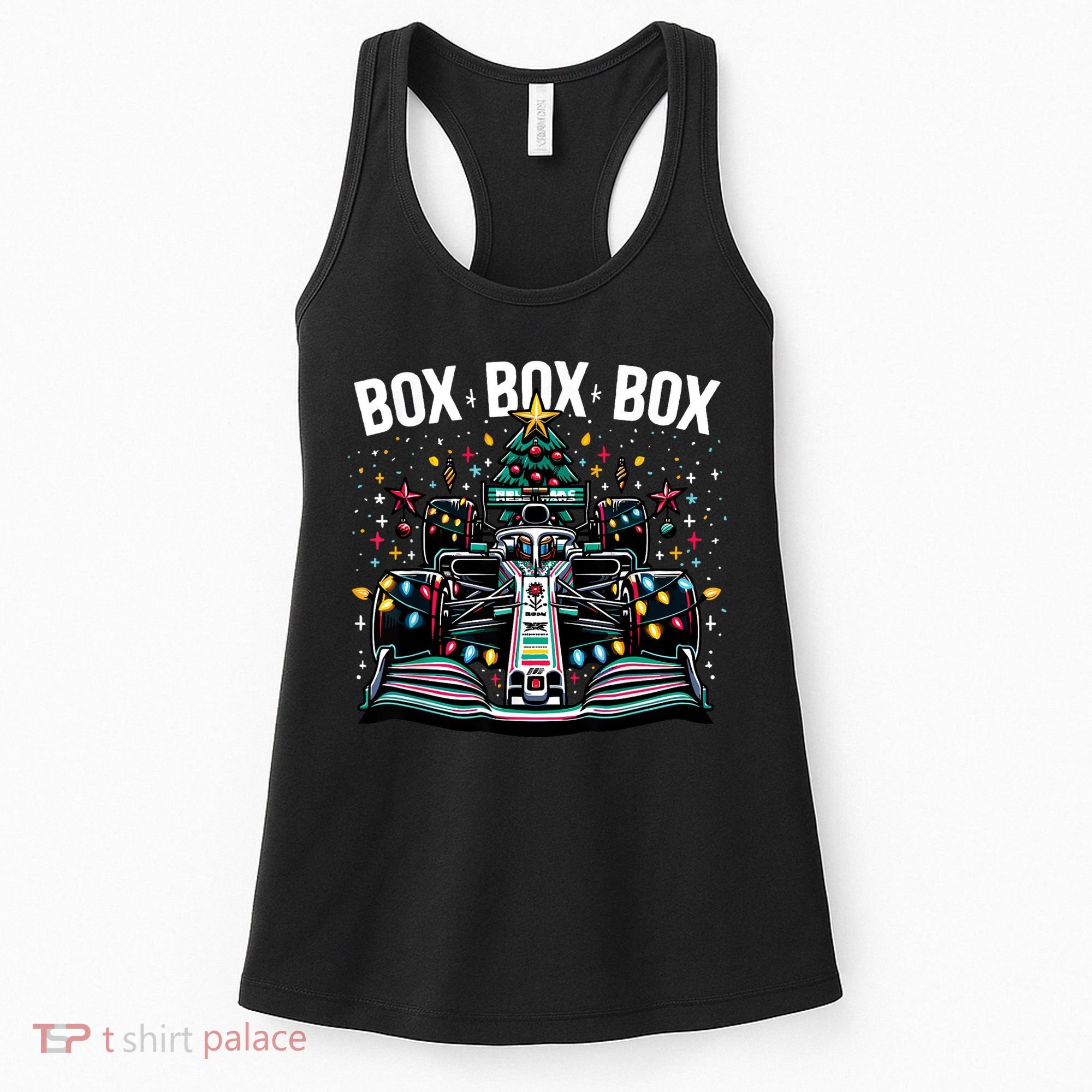 Formula Racing Car Box Box Box Radio Call Fun Christmas Tree Women's Tank Top