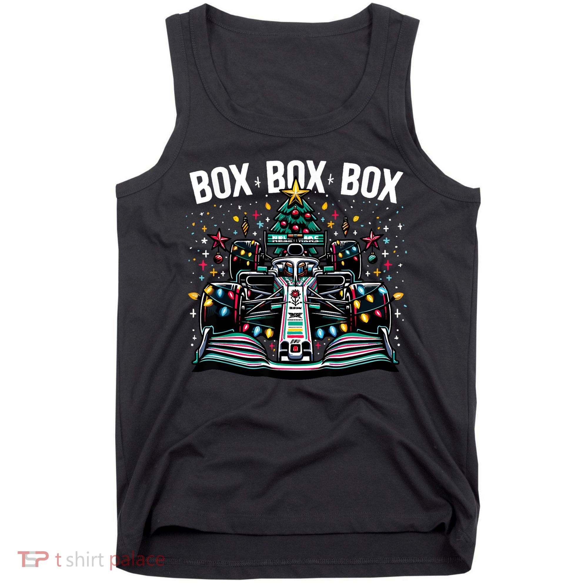Formula Racing Car Box Box Box Radio Call Fun Christmas Tree Tank Top