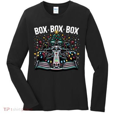 Formula Racing Car Box Box Box Radio Call Fun Christmas Tree Women's Long Sleeve Shirt