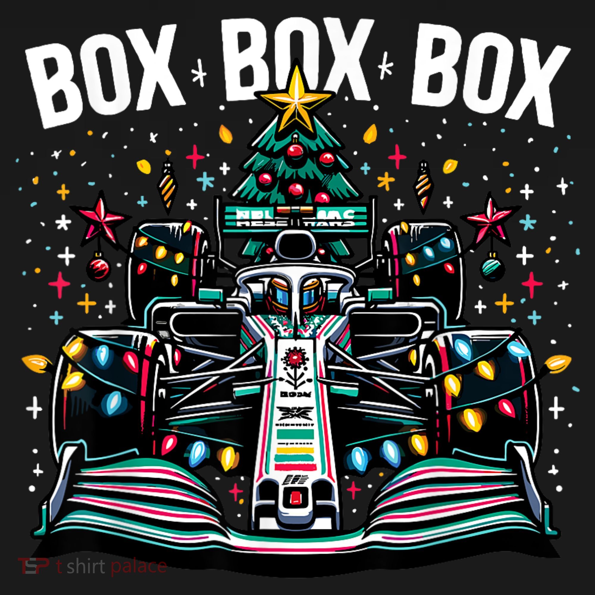 Formula Racing Car Box Box Box Radio Call Fun Christmas Tree Women's T-Shirt