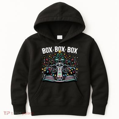 Formula Racing Car Box Box Box Radio Call Fun Christmas Tree Kids Hoodie