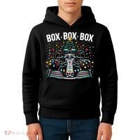 Formula Racing Car Box Box Box Radio Call Fun Christmas Tree Kids Hoodie thumb 4