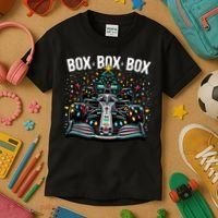 Formula Racing Car Box Box Box Radio Call Fun Christmas Tree Kids T-Shirt thumb 3