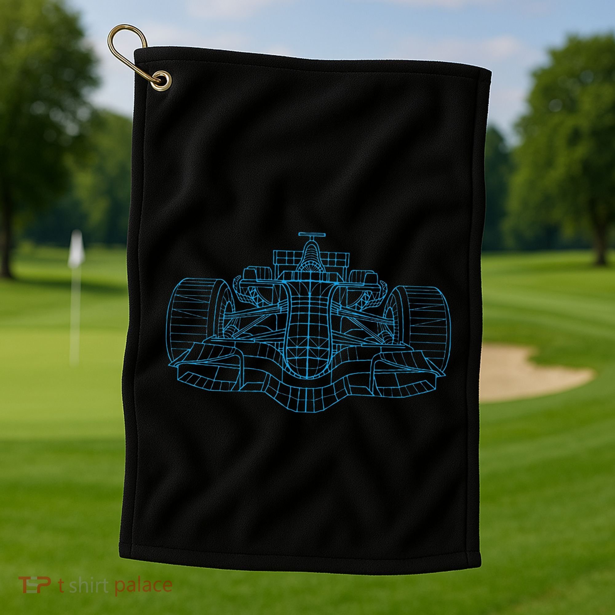Formula Racing Car Drawing Racing Fan Mechanic Engineer Golf Towel