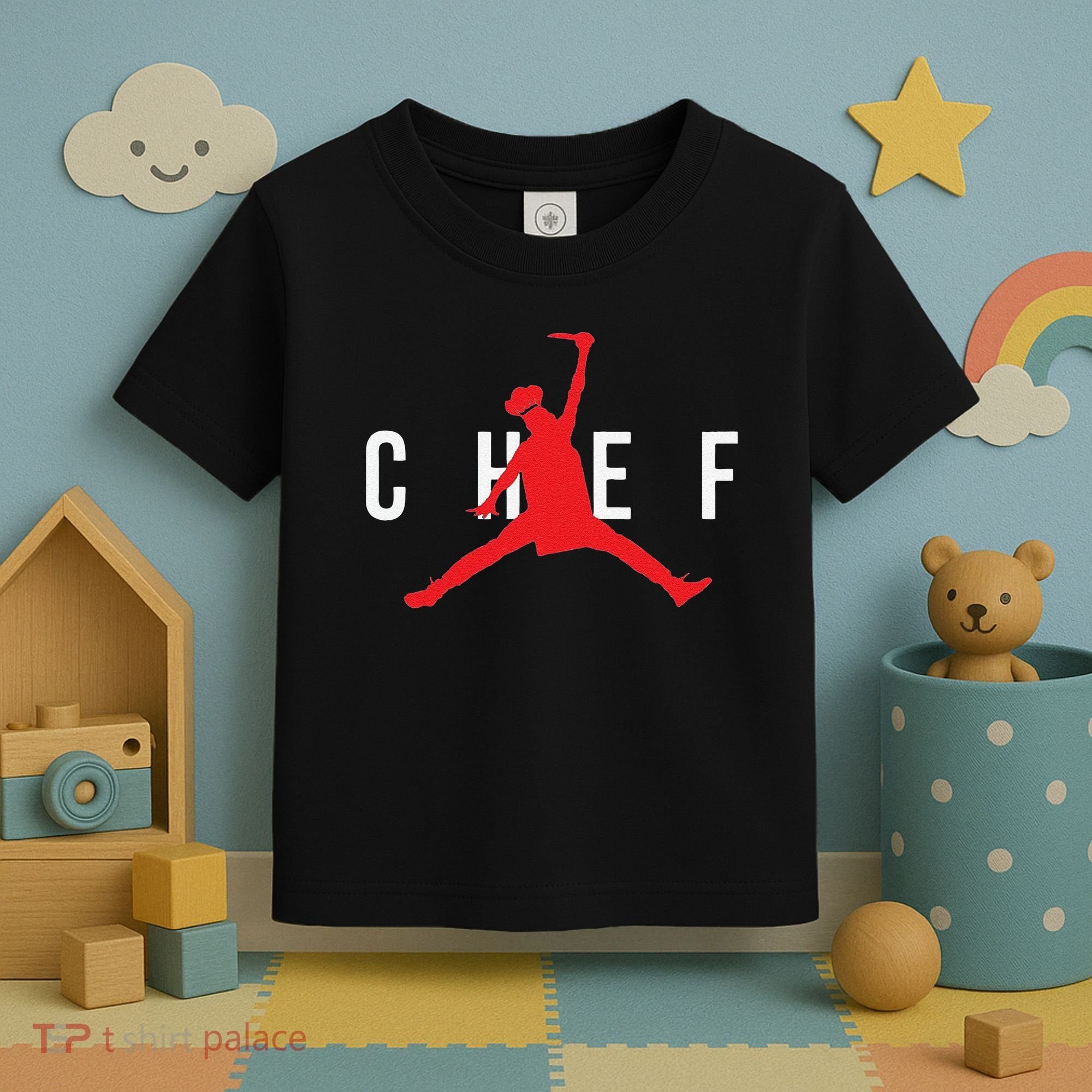 Funny Restaurant Chef Jumping Chef Knife Toddler T-Shirt