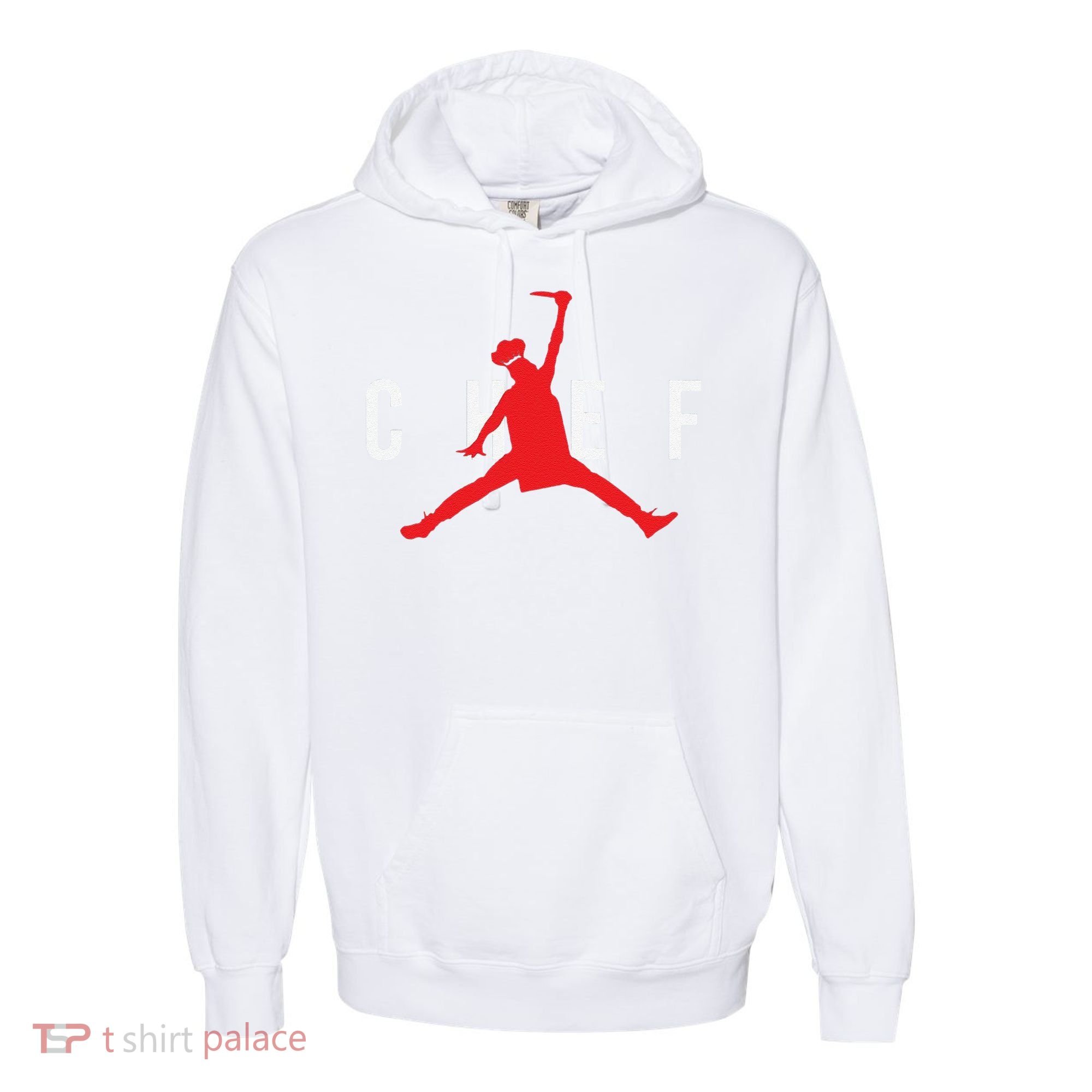 Funny Restaurant Chef Jumping Chef Knife Comfort Colors Garment-Dyed Hooded Sweatshirt