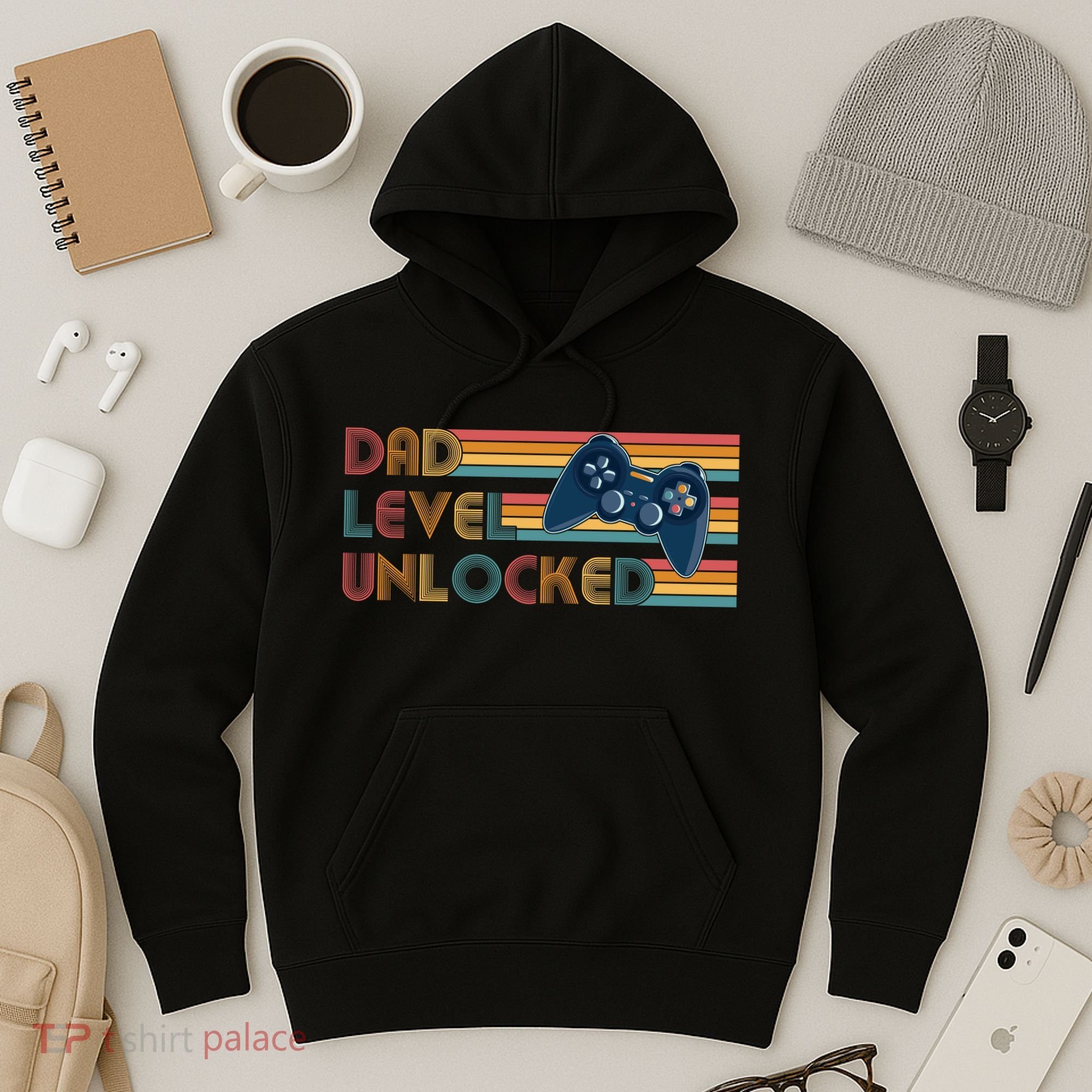 Funny Retro Dad Level Unlocked Gamer Hoodie