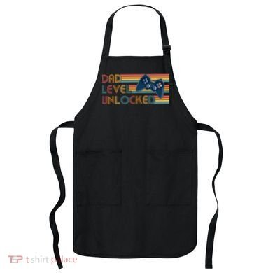 Funny Retro Dad Level Unlocked Gamer Apron