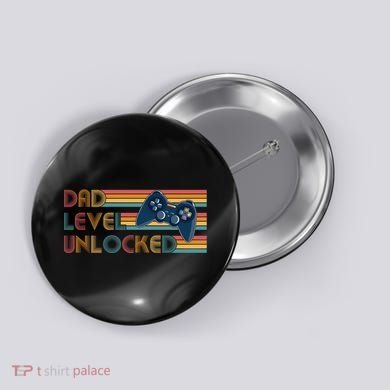 Funny Retro Dad Level Unlocked Gamer Button