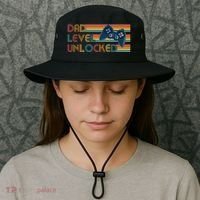 Funny Retro Dad Level Unlocked Gamer Bucket Hat thumb 3
