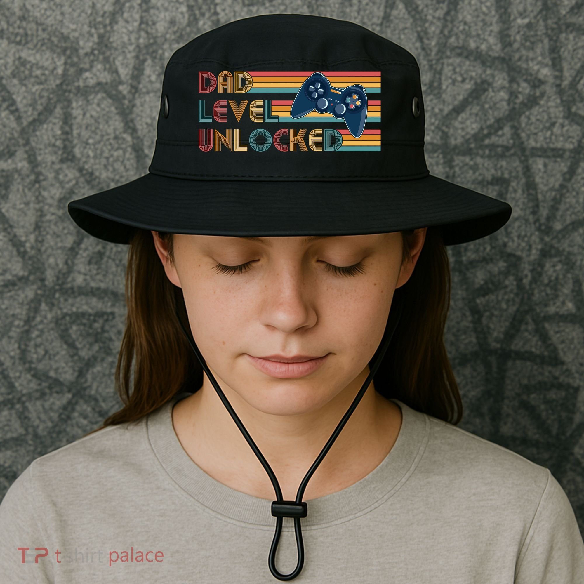 Funny Retro Dad Level Unlocked Gamer Bucket Hat