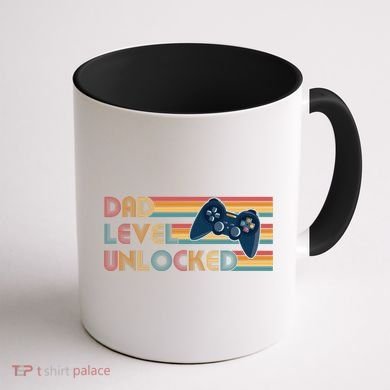 Funny Retro Dad Level Unlocked Gamer Coffee Mug back