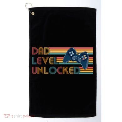 Funny Retro Dad Level Unlocked Gamer Golf Towel