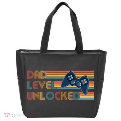 Funny Retro Dad Level Unlocked Gamer Tote Bag