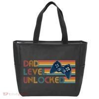 Funny Retro Dad Level Unlocked Gamer Tote Bag thumb 0