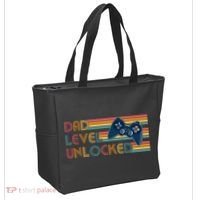 Funny Retro Dad Level Unlocked Gamer Tote Bag thumb 2